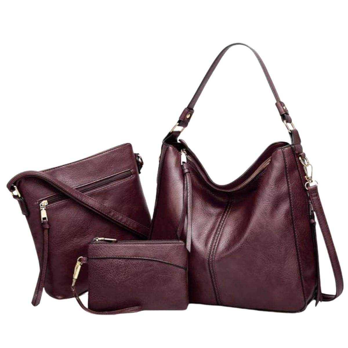 Nordvesk™ Luksus Hobo Håndveske – 3-Delt Sett