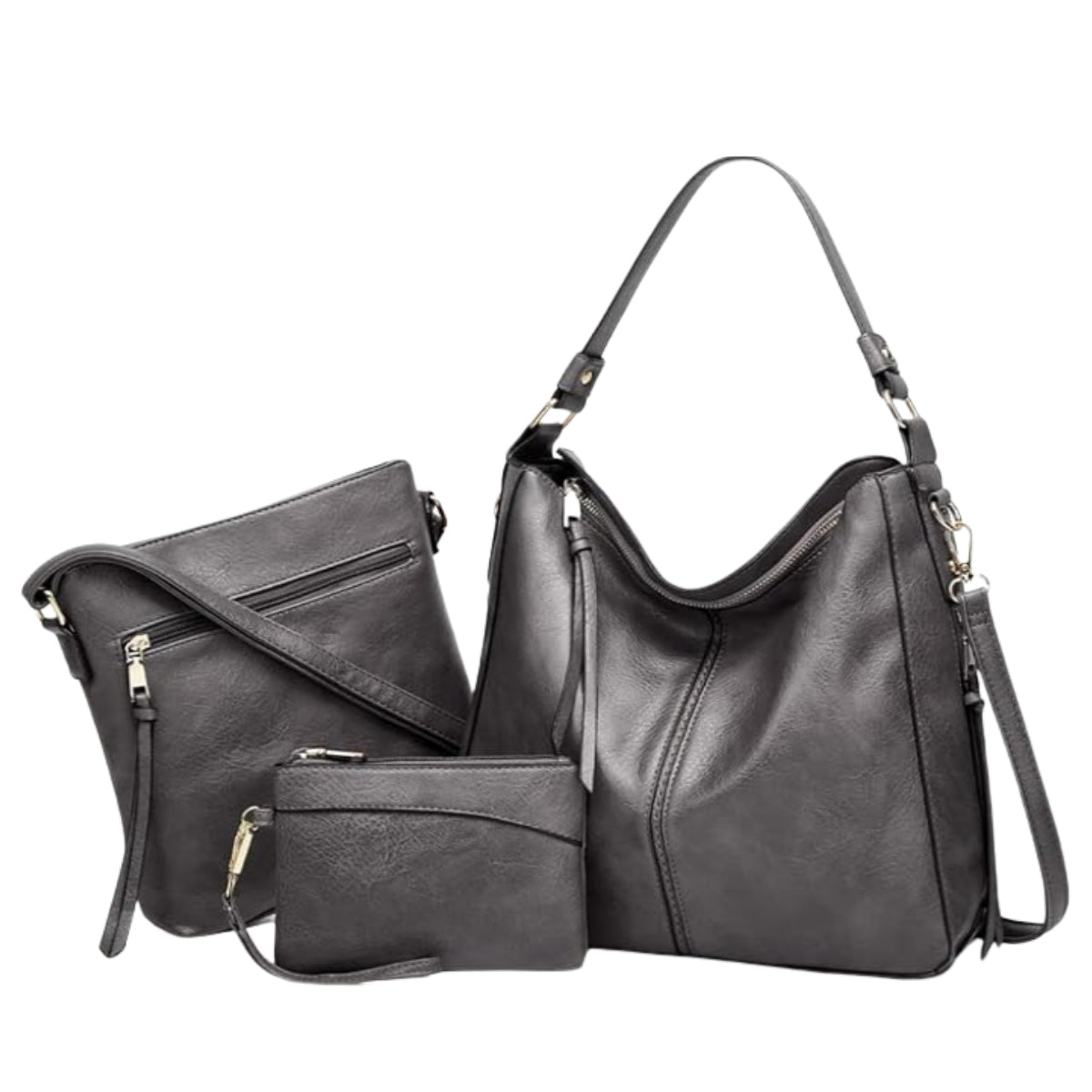 Nordvesk™ Luksus Hobo Håndveske – 3-Delt Sett