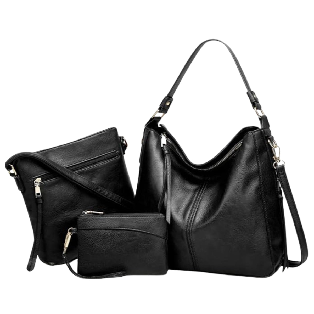 Nordvesk™ Luksus Hobo Håndveske – 3-Delt Sett